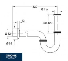 MEDIDAS SIFON LAVABO CROMO GROHE